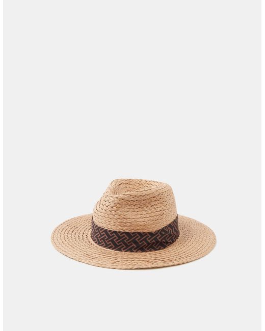 Accessorize Brown Straw Fedora Hat