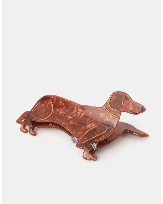 Accessorize Brown Sausage Dog Claw Clip