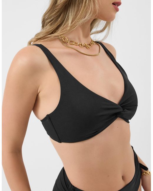 Accessorize Black Knot Front Bikini Top