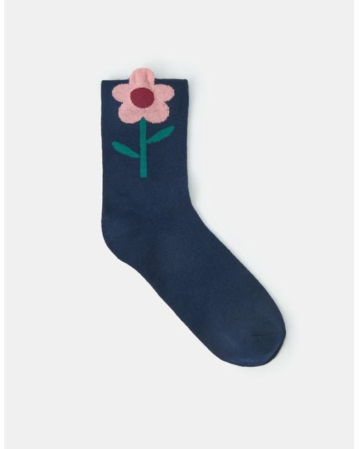 Accessorize Blue Flower Print Socks