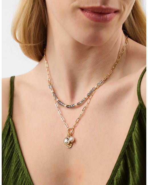 Accessorize Natural 2-Pack Beaded Charm Necklaces