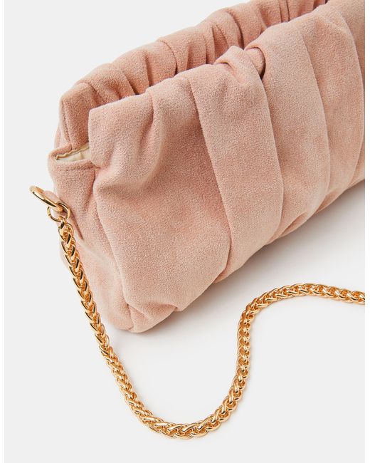 Accessorize Blue Ruched Faux Suede Clutch Bag