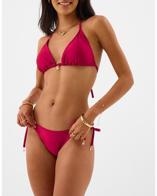 Accessorize Red Starfish Charm Tie Side Bikini Bottoms