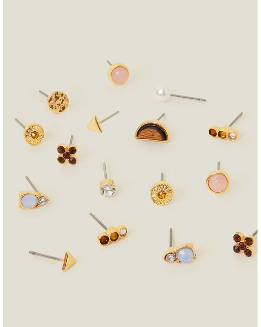 Accessorize Natural Gold 10-pack Stud Earrings