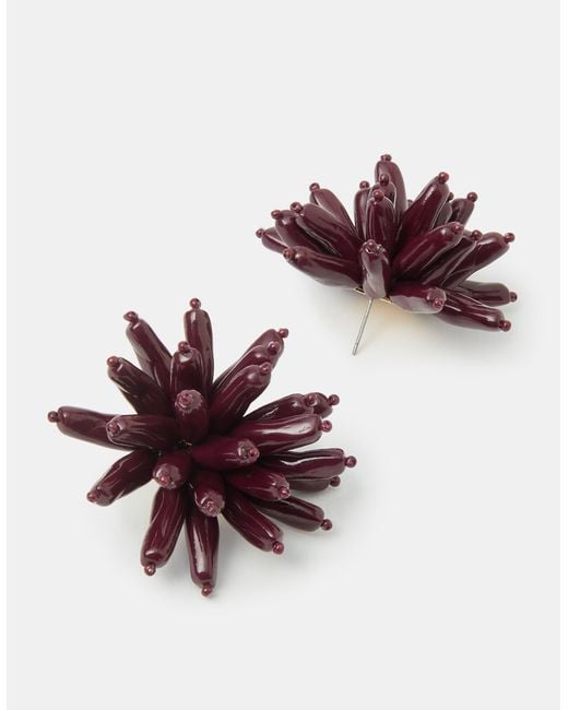 Accessorize Purple Chrysanthemum Flower Stud Earrings