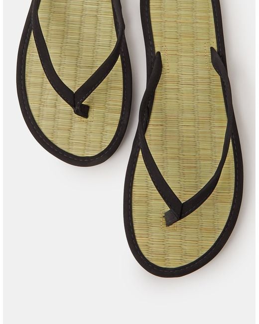 Accessorize Black Plain Seagrass Flip Flops