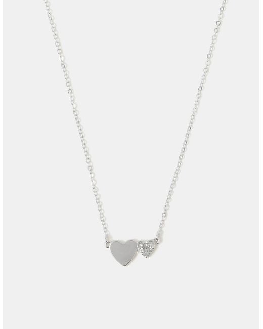 Accessorize White Double Heart Pendant Necklace
