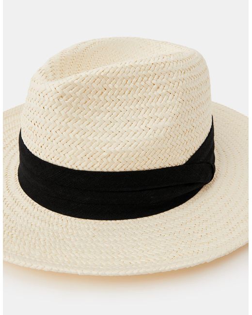Accessorize White Louise Straw Fedora Hat