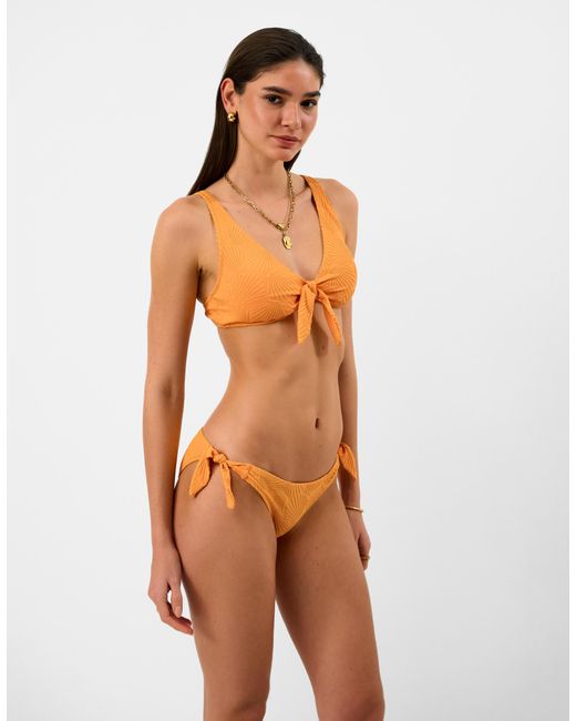 Accessorize Orange Shell Embossed Tie Side Bikini Bottoms