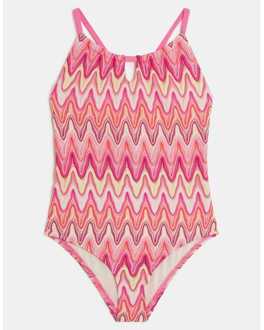 Accessorize Pink Crochet Crossback Swimsuit