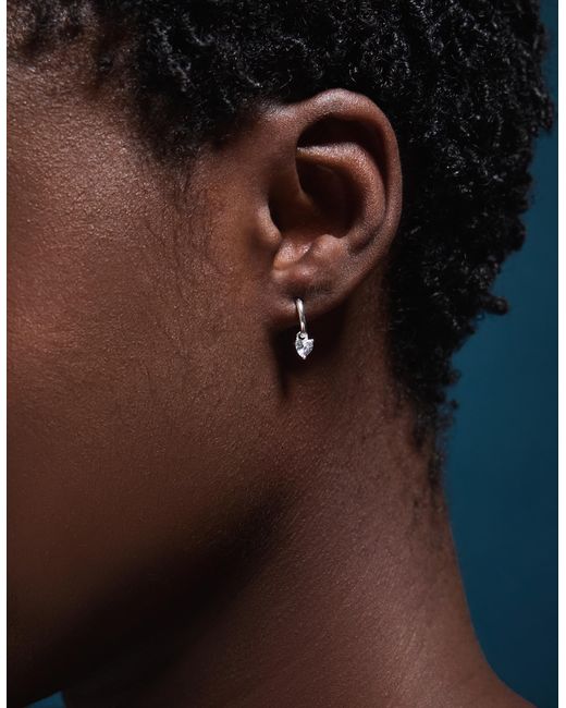 Accessorize Natural Sterling Diamanté Heart Drop Hoop Earrings