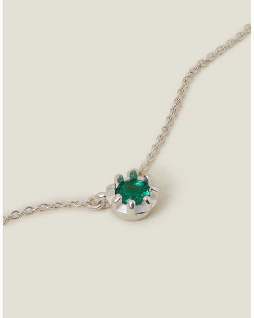 Accessorize Natural Women's Green Sterling Silver Stone Pendant Necklace
