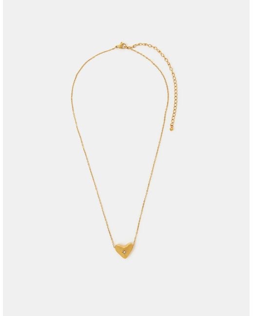 Accessorize Natural Stainless Steel Molten Heart Pendant Necklace
