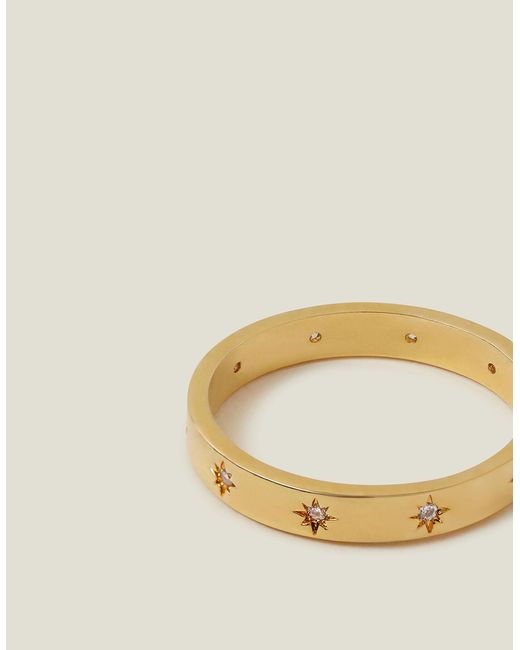 Accessorize Metallic Women's 14ct Gold-plated Star Band Ring Gold