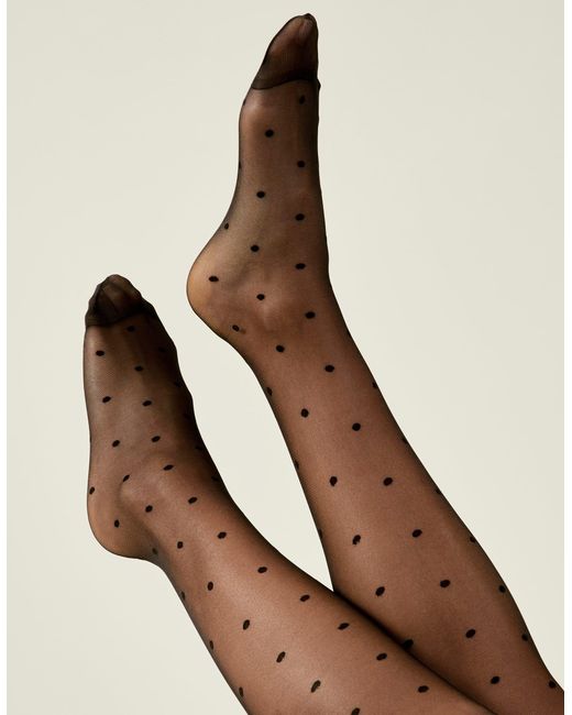 Accessorize Black Cotton Pinspot Tights