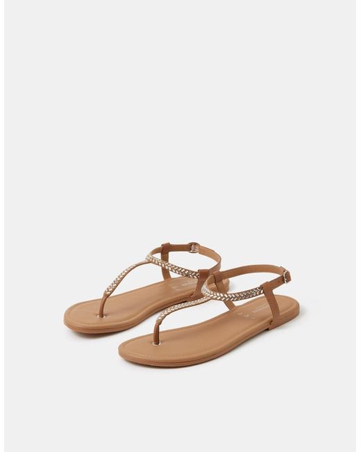 Accessorize White Embellished Leather Sandals