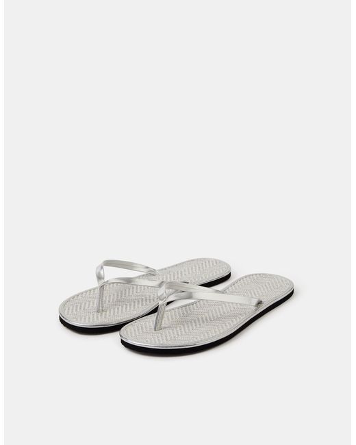 Accessorize White Metallic Seagrass Flip Flops