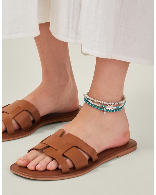 Accessorize Blue 3-Pack Mix Bead Stretch Anklets