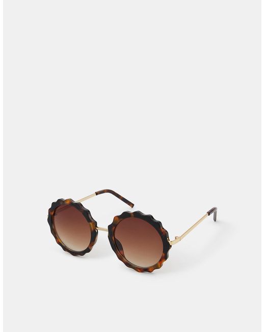 Accessorize Metallic Tort Flower Round Sunglasses