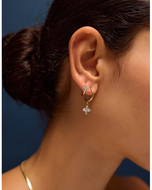 Accessorize White 2-Pack 14Ct-Plated Flower Hoop Earrings
