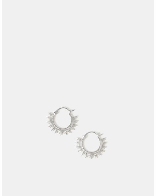 Accessorize White Sterling-Plated Sun Hoop Earrings