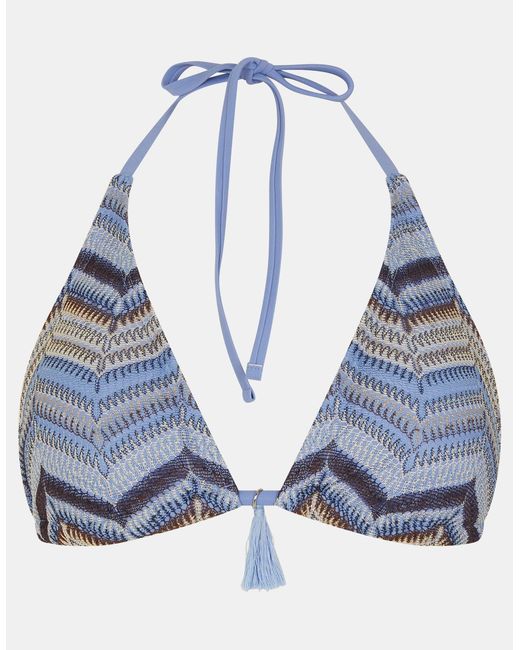 Accessorize Blue Crochet Triangle Bikini Top
