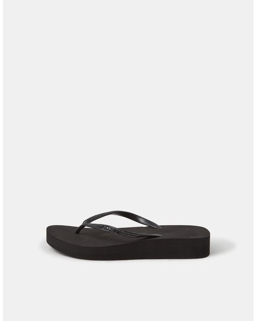 Accessorize Black Embellished Wedge Flip Flops