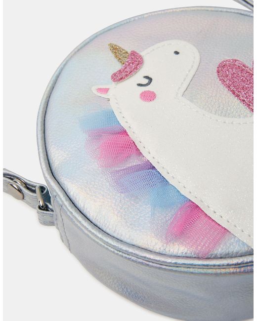 Accessorize Gray Round Unicorn Crossbody Bag