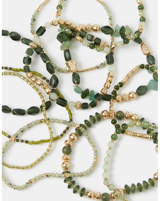 Accessorize Green 11-Pack Bead Stretch Bracelets