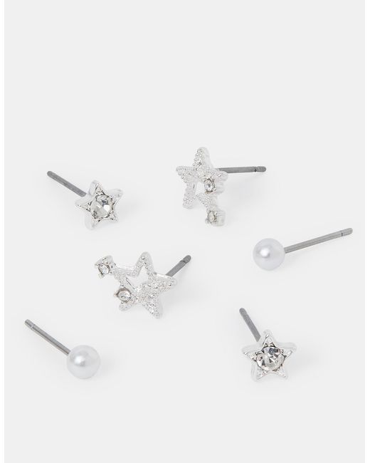Accessorize Natural 3-Pack Shooting Star Stud Earrings