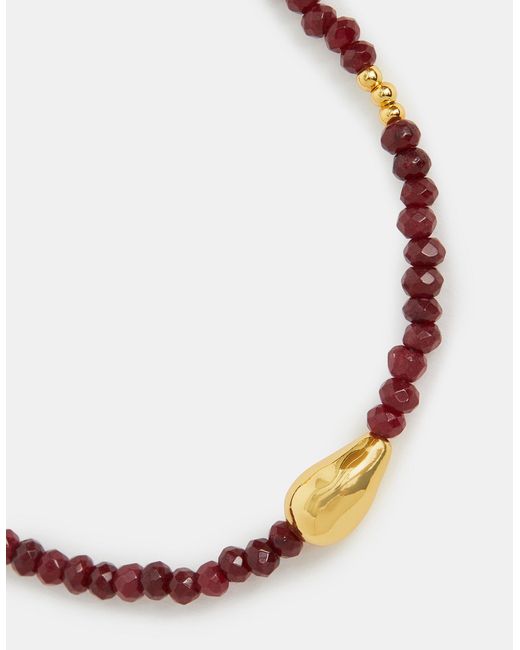 Accessorize Metallic 14Ct-Plated Nugget Ruby Quartz Bead Bracelet