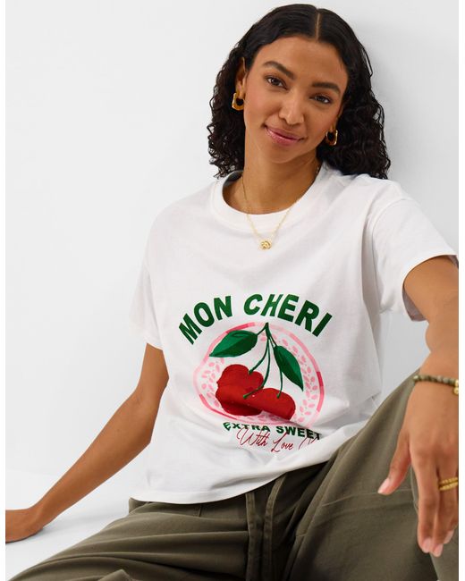 Accessorize White Cotton Cherry Slogan T-Shirt