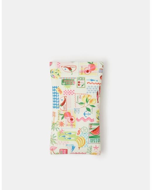 Accessorize White Postcard Print Sunglasses Case