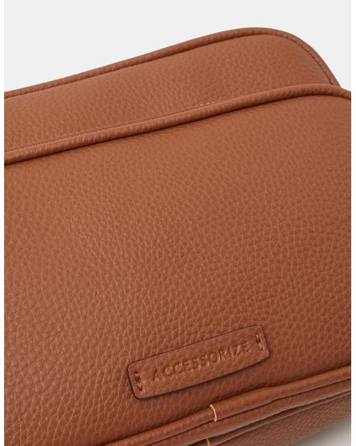 Accessorize Brown Dina Double Zip Crossbody Bag