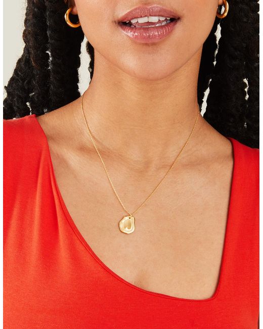 Accessorize Metallic Women's 14ct Gold-plated Molten Pendant Necklace