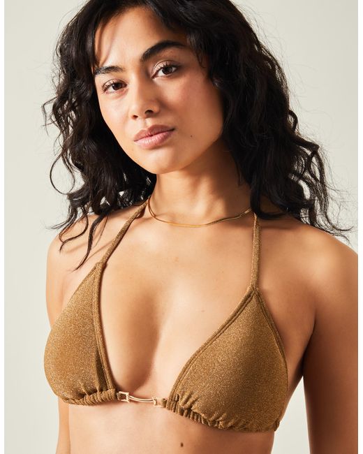 Accessorize Metallic Shimmer Halter Neck Bikini Top
