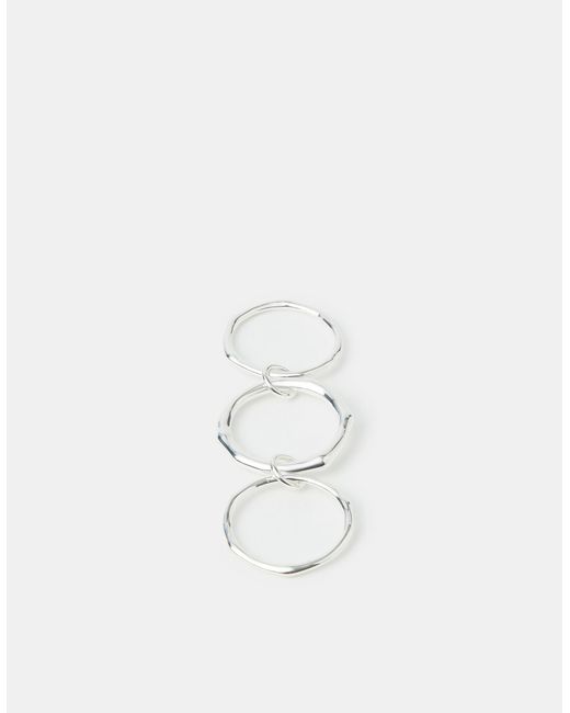 Accessorize White Sterling-Plated Molten Linked Stacking Ring