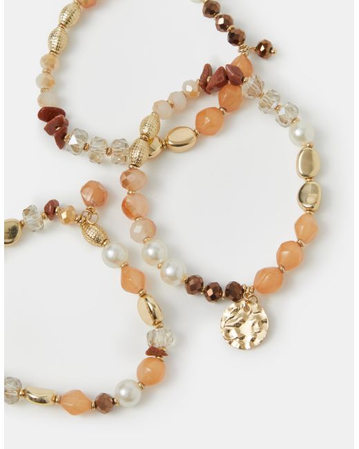 Accessorize Metallic 3-Pack Bead Stretch Bracelets