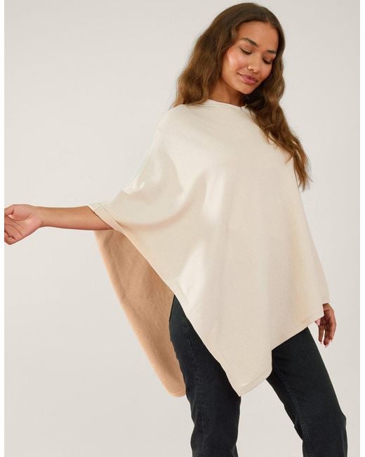 Accessorize Natural Lightweight Knitted Viscose Knit Poncho