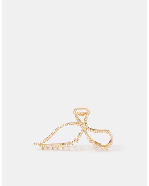 Accessorize Natural Pearl Bow Claw Clip