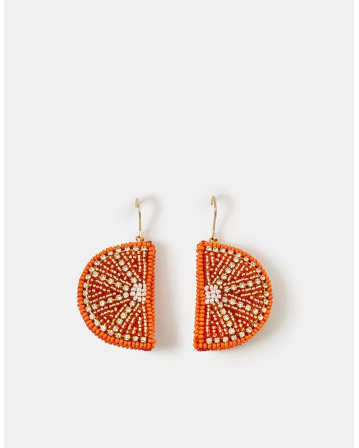 Accessorize Orange Beaded Slice Drop Earrings