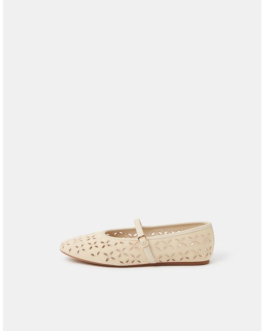 Accessorize Natural Cut Out Mary Jane Ballet Flats