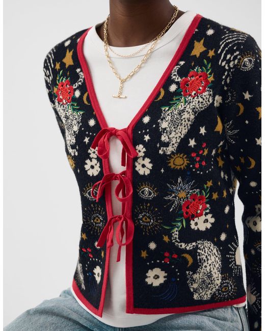 Accessorize Blue Celestial Tie Front Cardigan