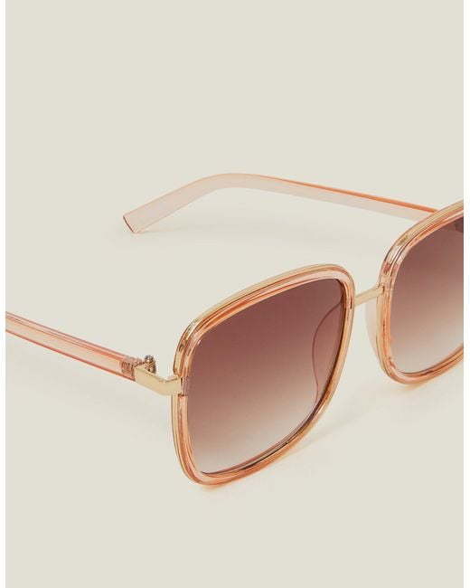 Accessorize Natural Crystal Metal Square Frame Sunglasses