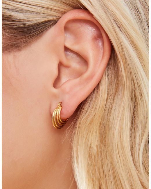 Accessorize Metallic Women's 14ct Gold-plated Layered Hoops