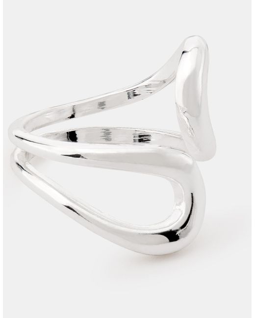 Accessorize White Sterling-Plated Fluid Ring
