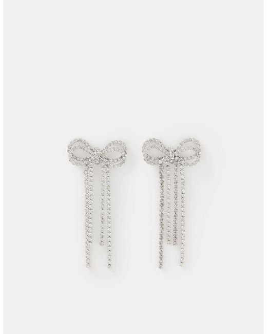 Accessorize White Diamanté Bow Drop Earrings
