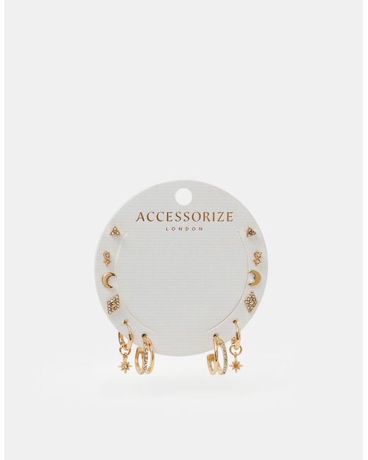 Accessorize White 6-Pack Starry Night Stud And Hoop Earrings