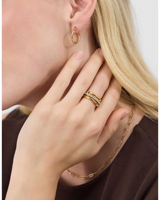 Accessorize Metallic Stainless Steel Linked Stacking Trio Ring