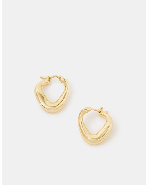 Accessorize Metallic 14Ct-Plated Chunky Oval Hoop Earrings